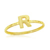 Load image into Gallery viewer, Sterling Silver &#39;R&#39; Initial Hammered Band Ring - Gold Plated
