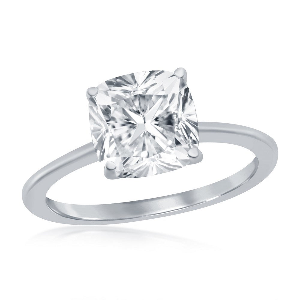 Sterling Silver, Four-Prong 8mm Cushion-Cut Engagement Ring