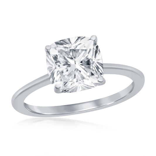 Sterling Silver, Four-Prong 8mm Cushion-Cut Engagement Ring