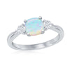 Load image into Gallery viewer, Sterling Silver Square Opal and Round CZ Ring
