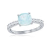 Load image into Gallery viewer, Sterling Silver Square Opal and CZ Ring
