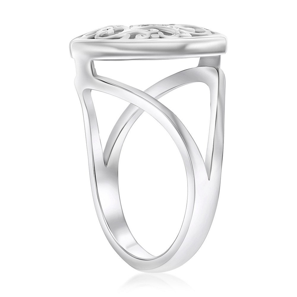 Sterling Silver Round Larimar Filigree Design Ring