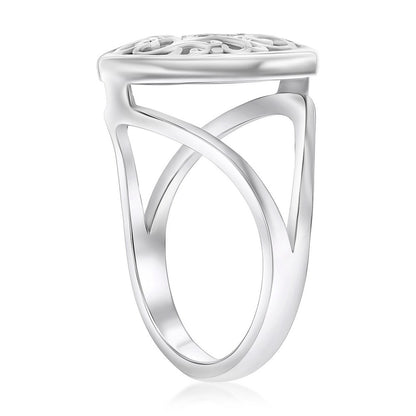 Sterling Silver Round Larimar Filigree Design Ring