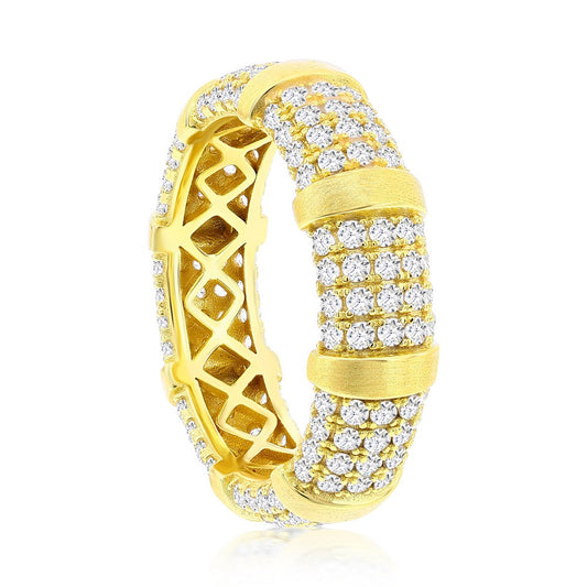 Sterling Silver Micro Pave CZ & Matte Eternity Ring - Gold Plated