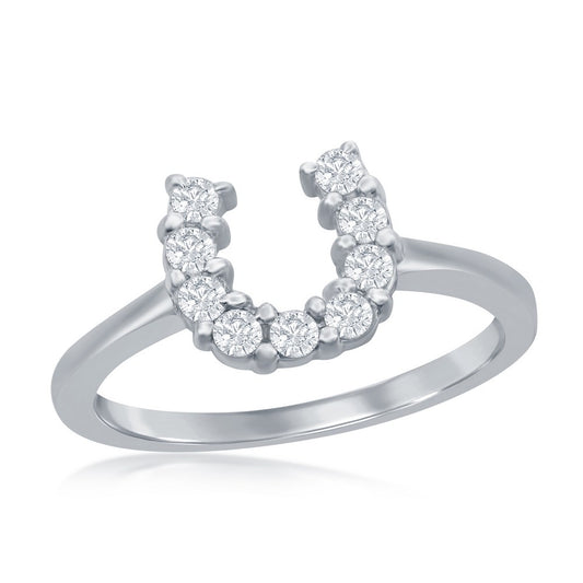 Sterling Silver Clear CZ Horseshoe Ring