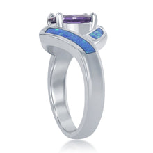 Load image into Gallery viewer, Sterling Silver Opal w/Oval Purple CZ Center Ring
