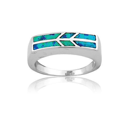 Sterling Silver Opal Flat Ring