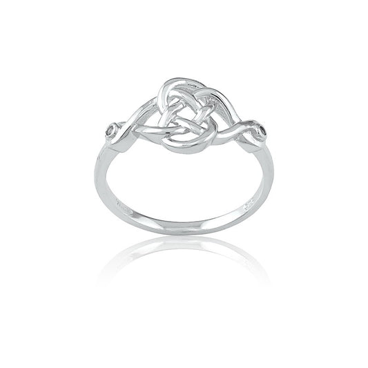 Sterling Silver Interlocking Design w/White Topaz Ring