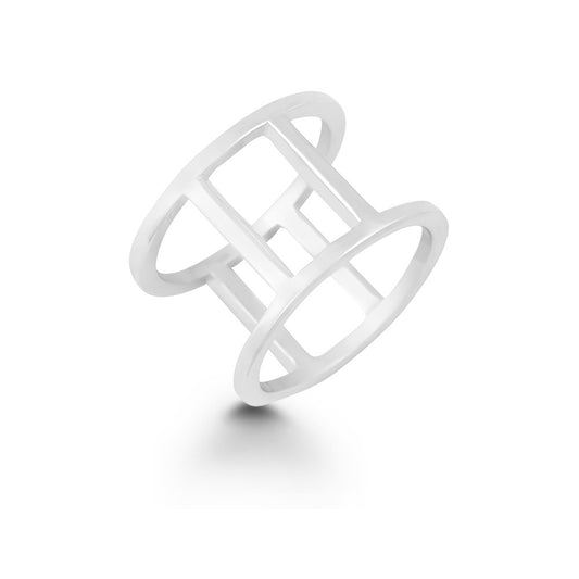 Sterling Silver Double Vertical Bars Ring
