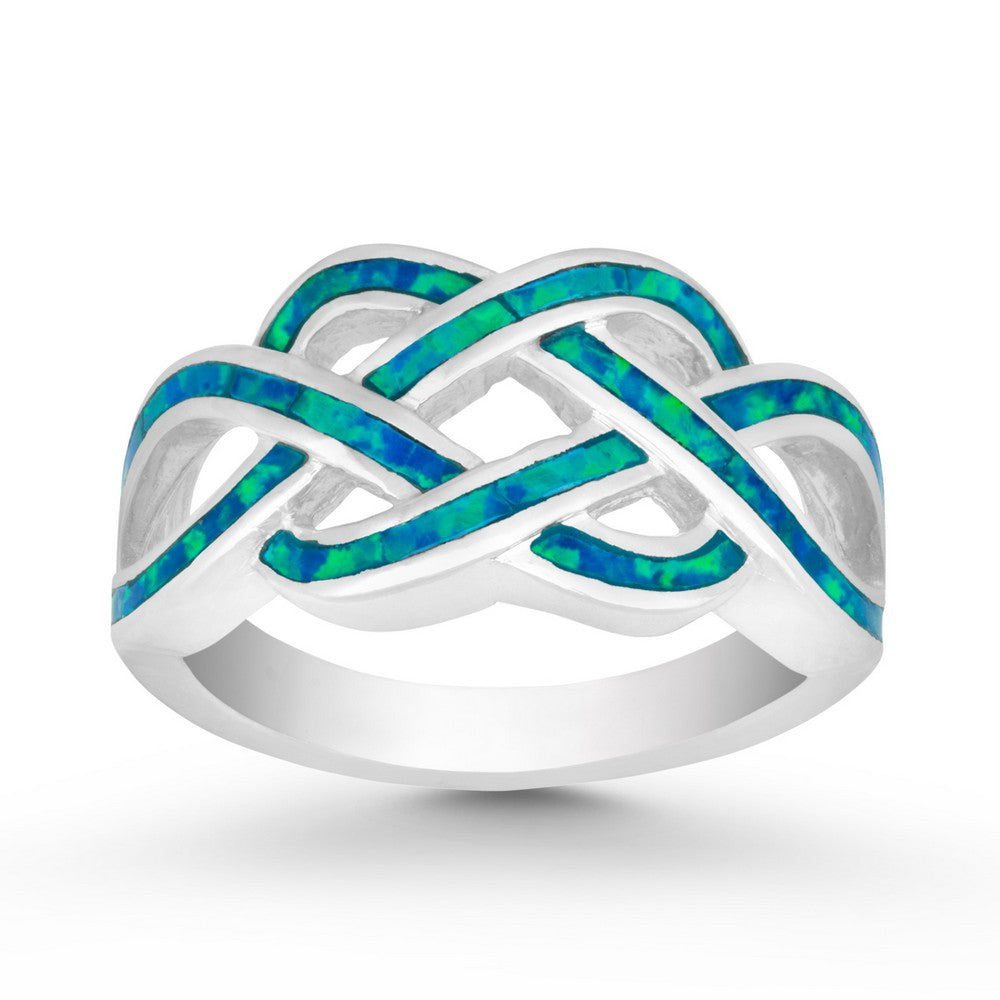 Sterling Silver Blue Inlay Opal Ring