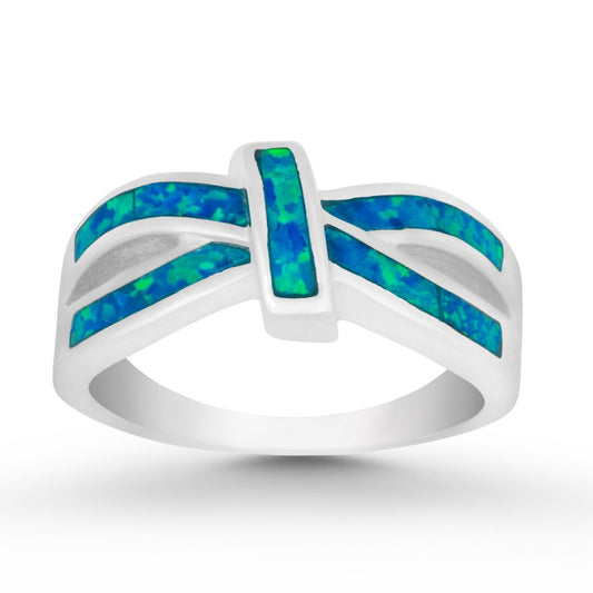 Sterling Silver Blue Inlay Opal Ring