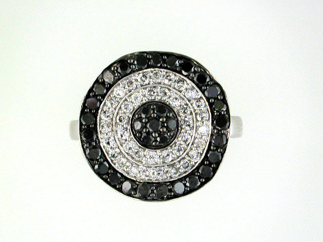 EFFY 14K WHITE GOLD DIAMOND,BLACK DIAMOND, RING