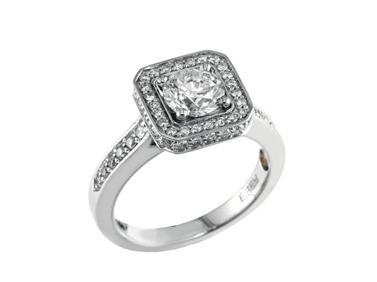 EFFY 14K WHITE GOLD DIAMOND RING (WITH  1 CT  CENTER SIZE) CENTER SIZE: 1 CT
