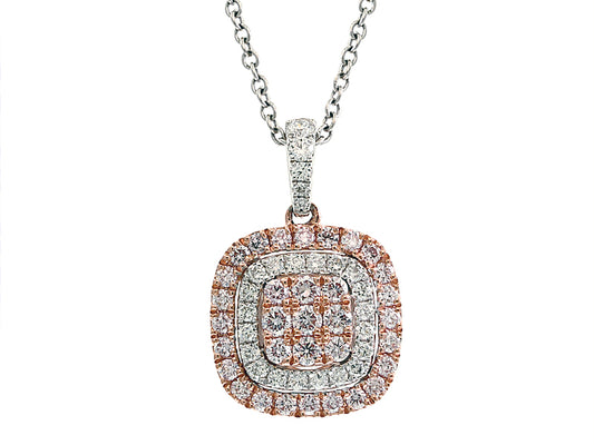 EFFY 14K WHITE and ROSE GOLD DIAMOND,NATURAL PINK DIAMOND PENDANT