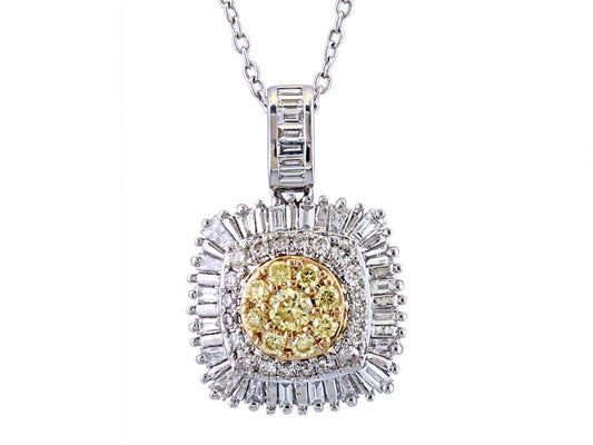 EFFY 14K WHITE and YELLOW GOLD DIAMOND,NATURAL YELLOW DIAMOND, PENDANT