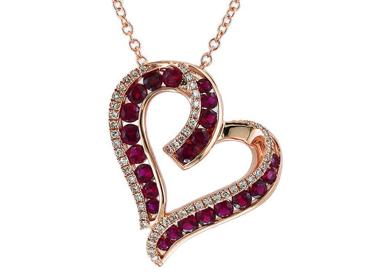 EFFY 14K ROSE GOLD DIAMOND,NATURAL RUBY PENDANT