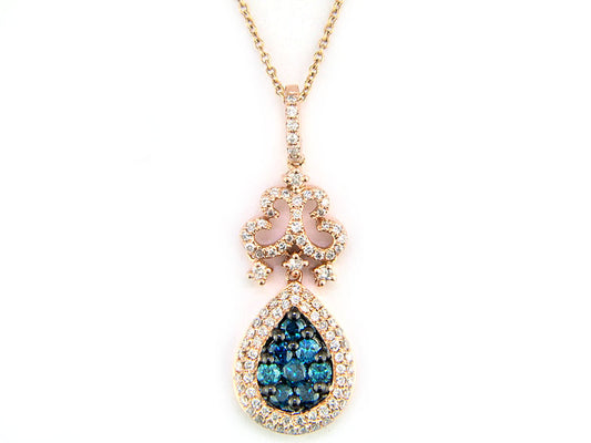 EFFY 14K ROSE GOLD DIAMOND,BLUE DIAMOND, PENDANT