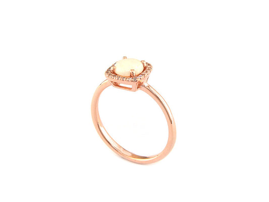EFFY 14K ROSE GOLD DIAMOND,OPAL RING